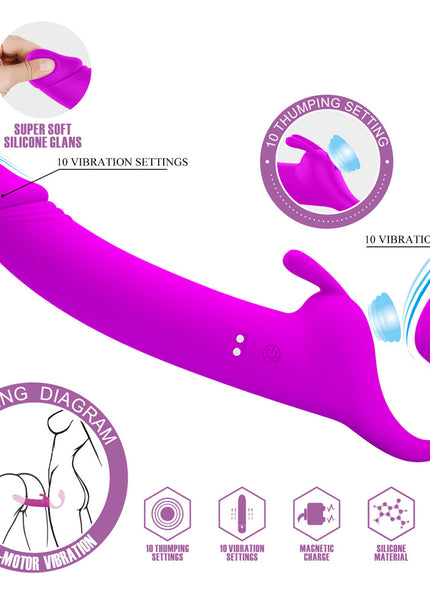 Party Up OLIVER Strapless Strap-On - Purple 28.3 cm USB Rechargeable Strapless Strap-On