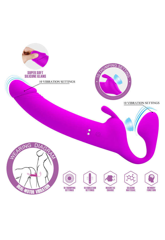 Party Up OLIVER Strapless Strap-On - Purple 28.3 cm USB Rechargeable Strapless Strap-On