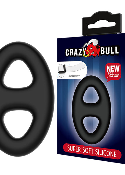 CRAZY BULL Oval Cock & Ball Ring - Black Cock & Ball Ring