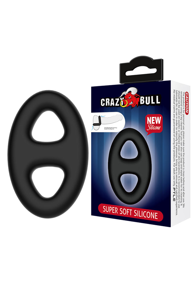 CRAZY BULL Oval Cock & Ball Ring - Black Cock & Ball Ring