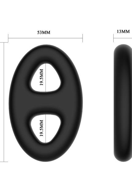 CRAZY BULL Oval Cock & Ball Ring - Black Cock & Ball Ring