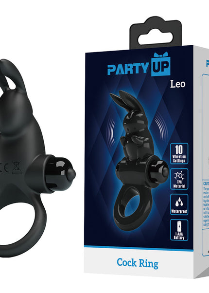 Party Up LARRY Vibrating Cock Ring - Black Vibrating Cock Ring