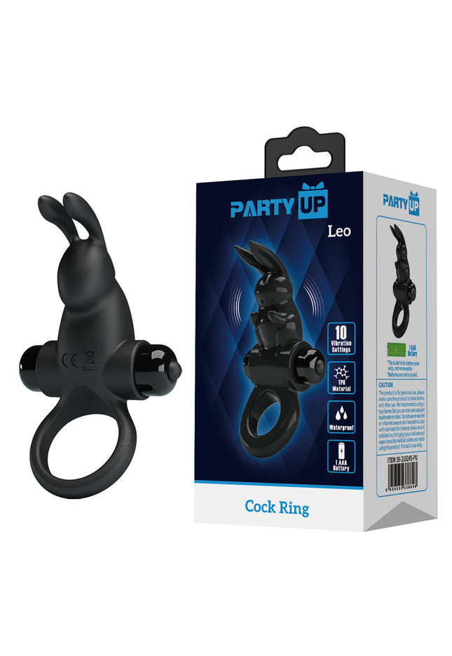 Party Up LARRY Vibrating Cock Ring - Black Vibrating Cock Ring