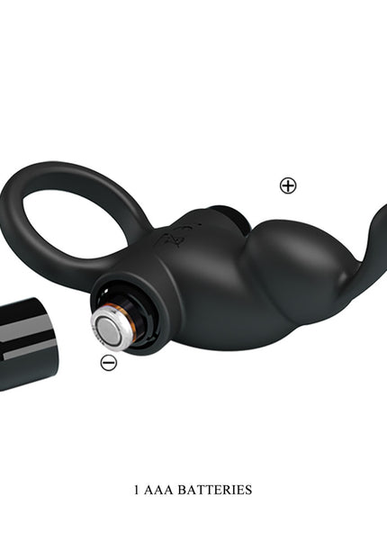Party Up LARRY Vibrating Cock Ring - Black Vibrating Cock Ring