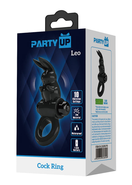 Party Up LARRY Vibrating Cock Ring - Black Vibrating Cock Ring