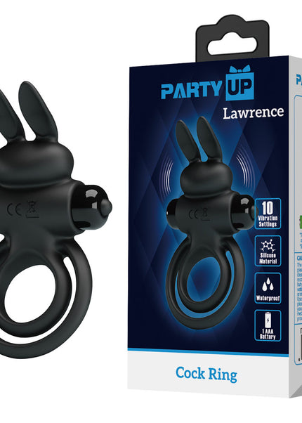 Party Up LAWRENCE Vibrating Cock Ring - Black Vibrating Cock & Balls Ring
