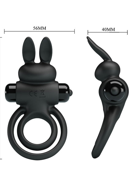 Party Up LAWRENCE Vibrating Cock Ring - Black Vibrating Cock & Balls Ring