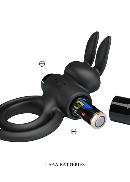 Party Up LAWRENCE Vibrating Cock Ring - Black Vibrating Cock & Balls Ring