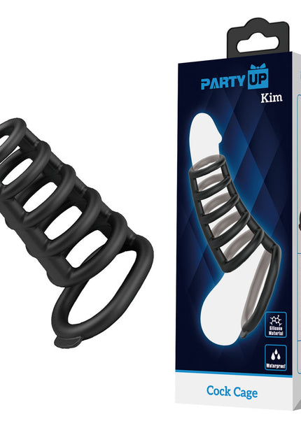 Party Up KIM Cock Cage - Black Cock Ring Cage