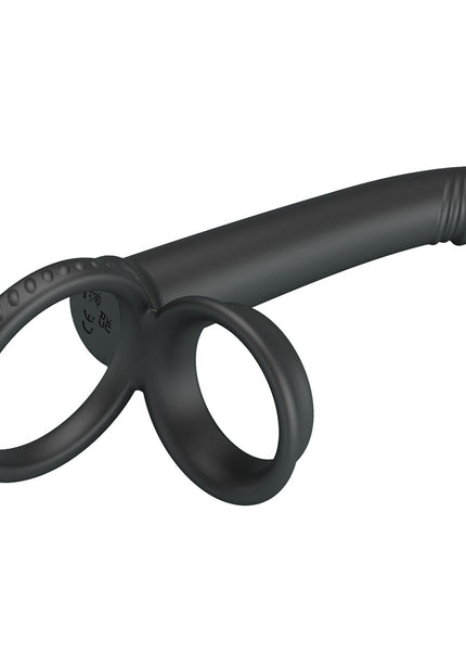 Party Up MARTIN Double Penetrator - Black Cock & Ball Rings with Double Penetrator