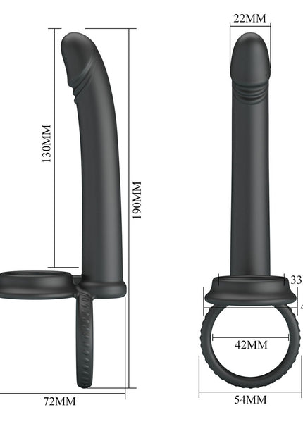 Party Up MARTIN Double Penetrator - Black Cock & Ball Rings with Double Penetrator