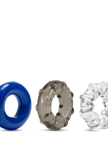 Stay Hard Triple Stretch - Coloured Cock Rings - Set of 3