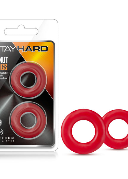 Stay Hard Donut Rings - Red Cock Rings - Set of 2