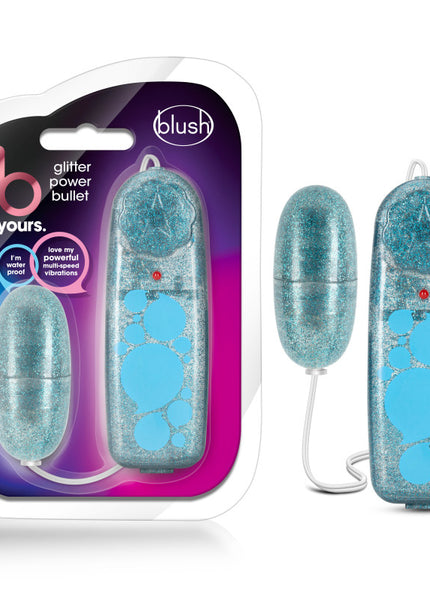 B Yours Glitter Power Bullet - Blue - Glitter Blue 5.5 cm Bullet