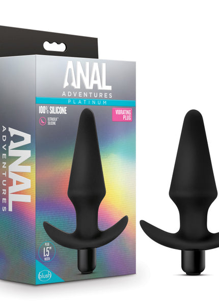 Anal Adventures Platinum Vibrating Plug - Black 12.7 cm (5'') Vibrating Butt Plug
