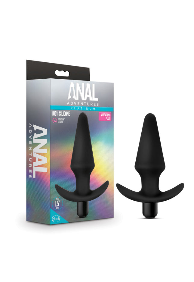 Anal Adventures Platinum Vibrating Plug - Black 12.7 cm (5'') Vibrating Butt Plug