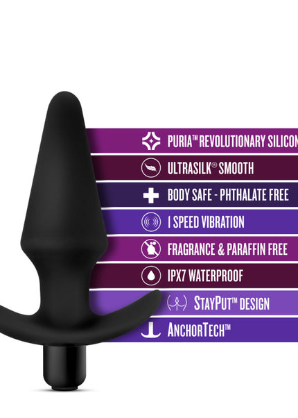 Anal Adventures Platinum Vibrating Plug - Black 12.7 cm (5'') Vibrating Butt Plug