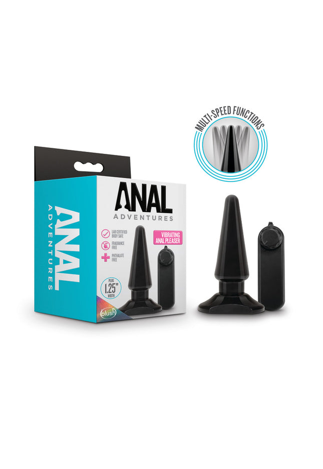 Anal Adventures Basic Vibrating Anal Pleaser - Black 10.1 cm Vibrating Butt Plug