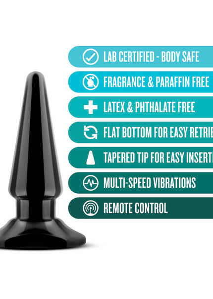 Anal Adventures Basic Vibrating Anal Pleaser - Black 10.1 cm Vibrating Butt Plug