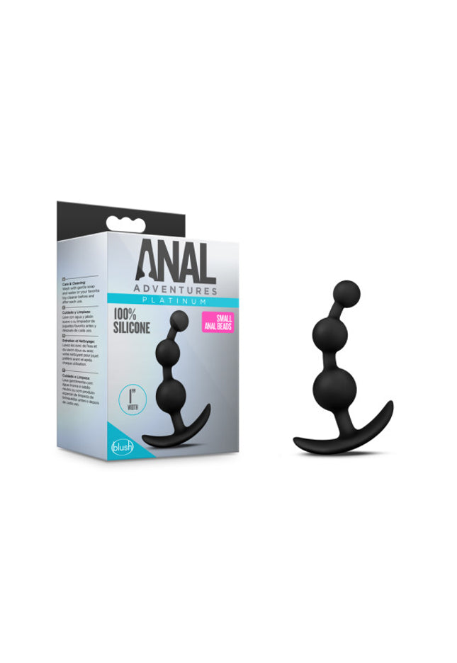 Anal Adventures Platinum Small Anal Beads - Black 13.3 cm (5.25'') Silicone Anal Beads