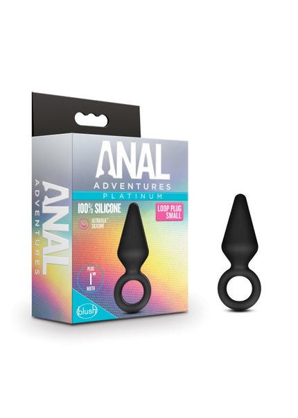 Anal Adventures Platinum Loop Plug - Small - Black 7.6 cm Butt Plug