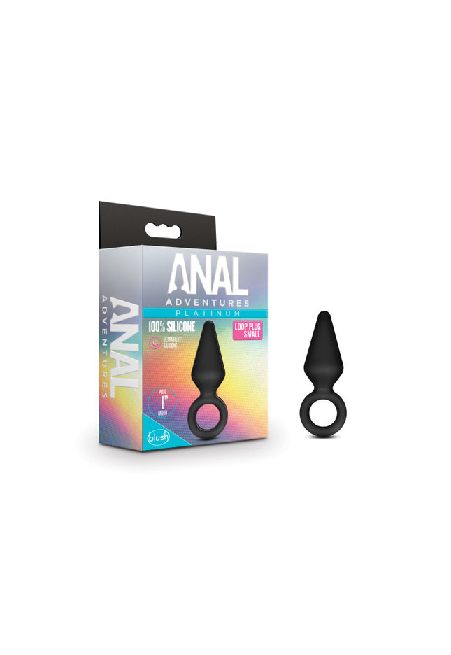 Anal Adventures Platinum Loop Plug - Small - Black 7.6 cm Butt Plug