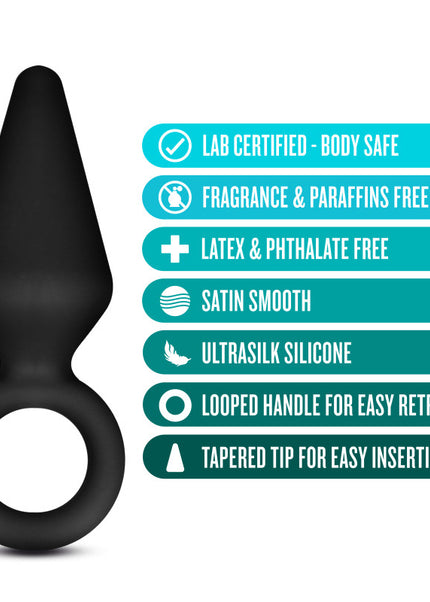 Anal Adventures Platinum Loop Plug - Small - Black 7.6 cm Butt Plug