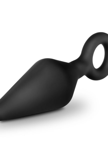Anal Adventures Platinum Loop Plug - Small - Black 7.6 cm Butt Plug
