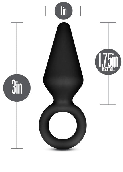Anal Adventures Platinum Loop Plug - Small - Black 7.6 cm Butt Plug