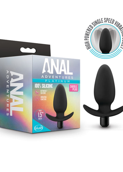 Anal Adventures Platinum Saddle Plug - Black 12 cm Vibrating Butt Plug