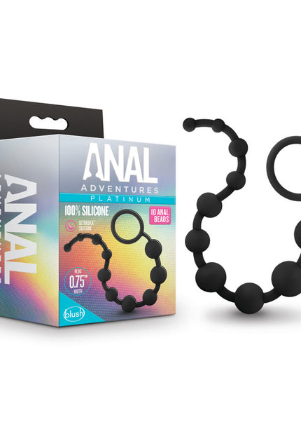 Anal Adventures Platinum 10 Anal Beads - Black - Black 31.7 cm Anal Beads