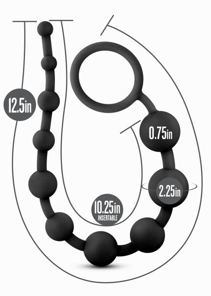 Anal Adventures Platinum 10 Anal Beads - Black - Black 31.7 cm Anal Beads