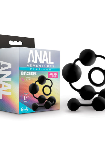 Anal Adventures Platinum Silicone Large Anal Beads - Black 40 cm Large Anal Beads