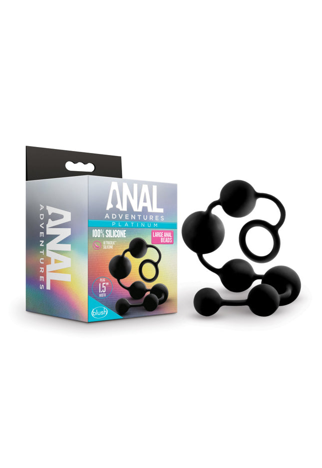 Anal Adventures Platinum Silicone Large Anal Beads - Black 40 cm Large Anal Beads