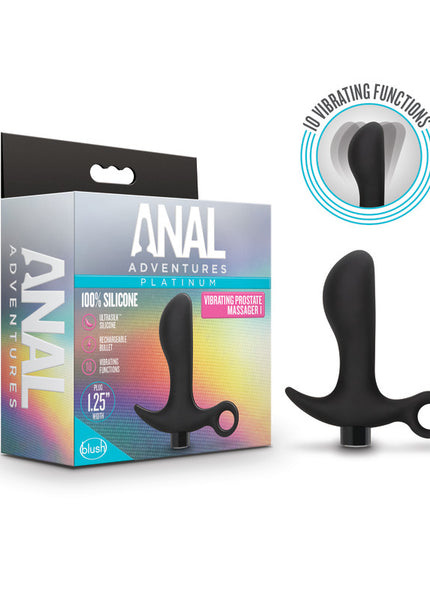 Anal Adventures Platinum Vibrating Prostate Massager 01 - Black 10.8 cm USB Rechargeable Prostate Massager