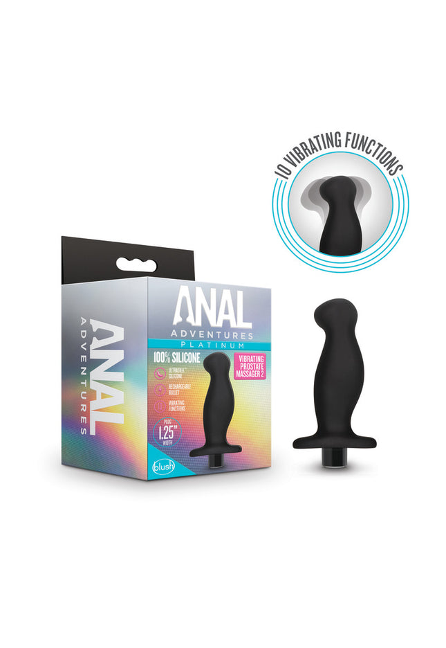 Anal Adventures Platinum Vibrating Prostate Massager 02 - Black 10.8 cm USB Rechargeable Prostate Massager