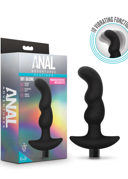 Anal Adventures Platinum Vibrating Prostate Massager 03 - Black USB Rechargeable 15.2 cm Prostate Massager