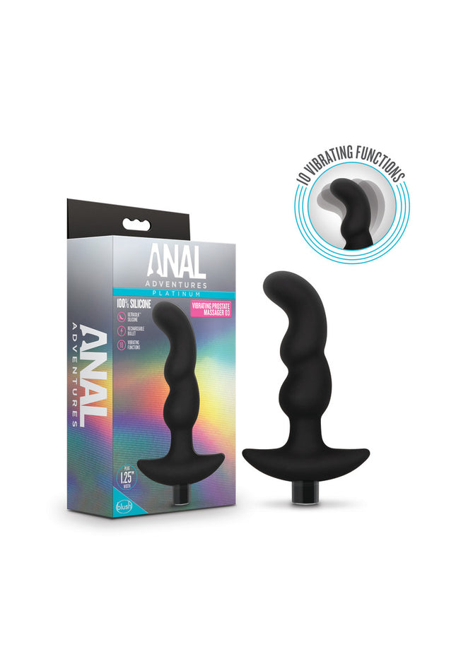 Anal Adventures Platinum Vibrating Prostate Massager 03 - Black USB Rechargeable 15.2 cm Prostate Massager