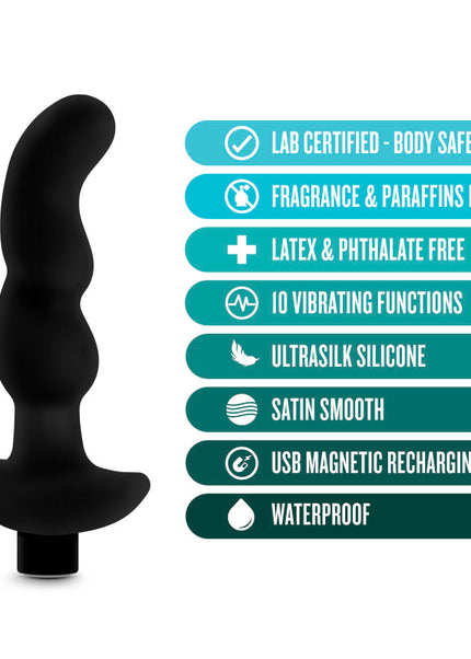 Anal Adventures Platinum Vibrating Prostate Massager 03 - Black USB Rechargeable 15.2 cm Prostate Massager