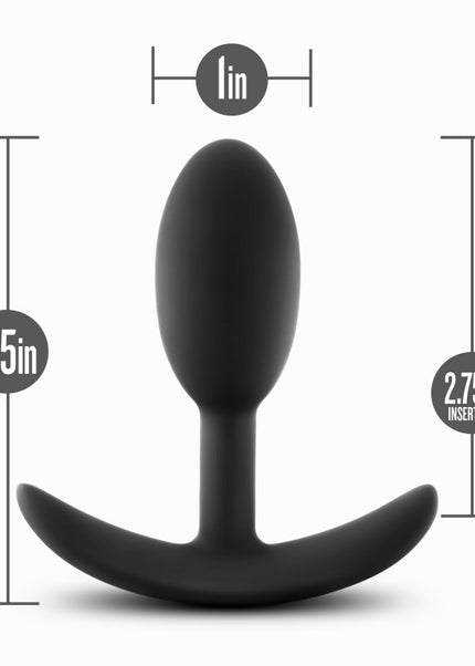 Anal Adventures Platinum Vibra Slim Plug - Black 8.9 cm Small Butt Plug with Internal Ball