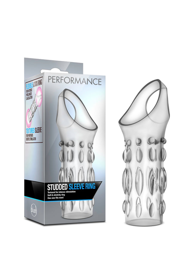 Performance Studded Sleeve Ring - Clear - Clear Penis Sleeve