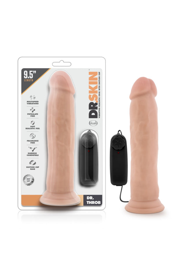 Dr. Skin Dr. Throb - Flesh 24.1 cm (9.5'') Vibrating Dong
