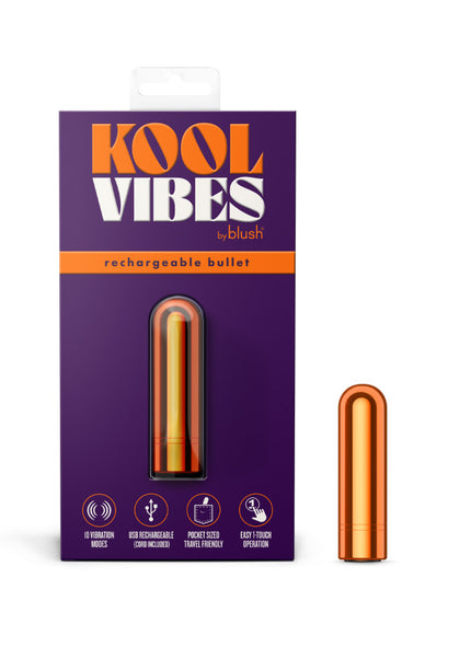 Kool Vibes - Rechargeable Mini Bullet - Tangerine - Orange 6.4 cm USB Rechargeable Bullet