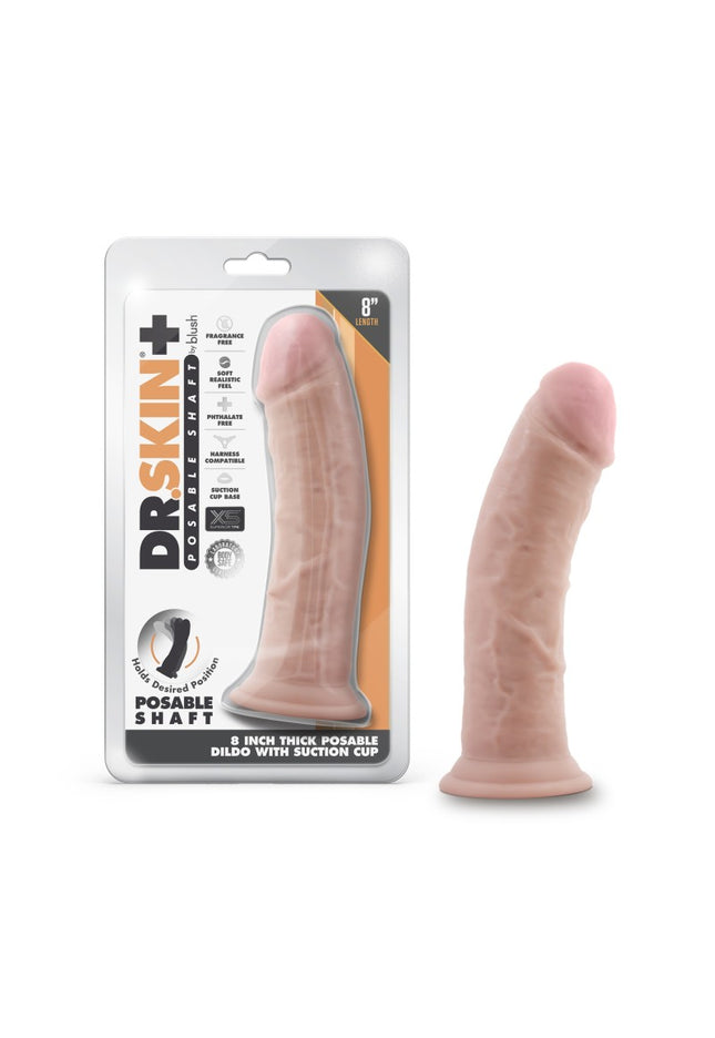Dr. Skin Plus 8'' Thick Posable Dildo - Flesh 20.3 cm Poseable Dong