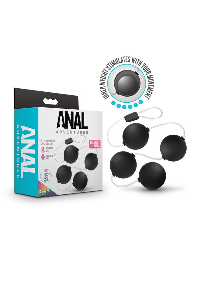 Anal Adventures Pleasure Balls - Black - Black 38 cm Anal Balls
