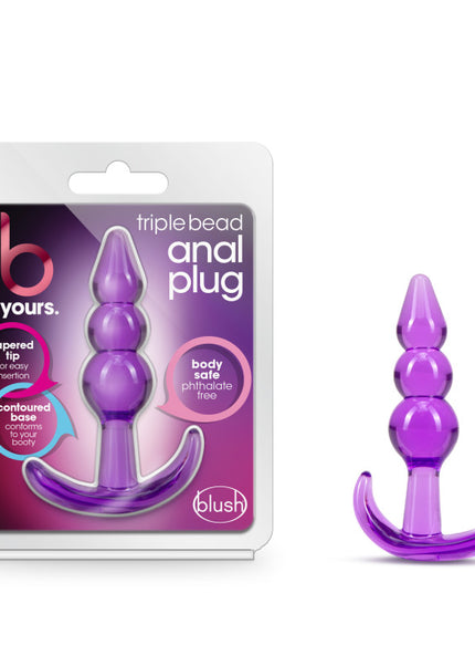 B Yours Triple Bead Anal Plug - Purple 9.5 cm Butt Plug