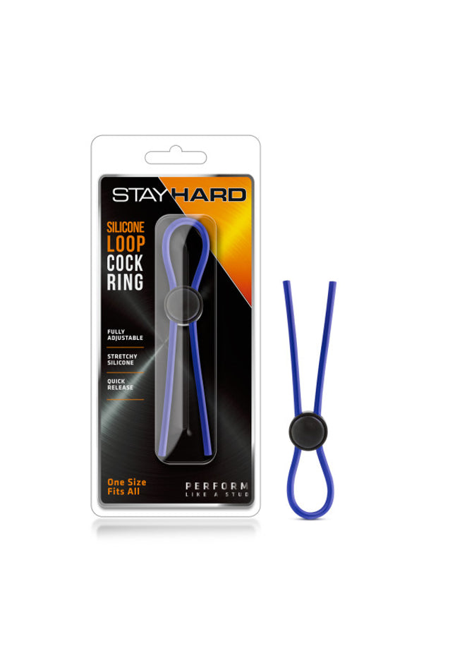 Stay Hard - Silicone Loop Cock Ring - Blue Adjustable Lasso Cock Ring