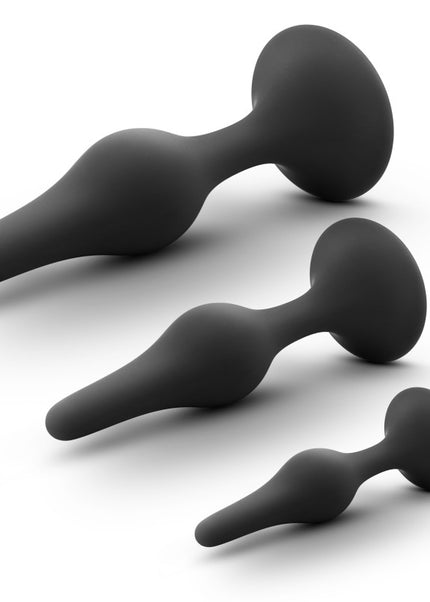 Anal Adventures Platinum Silicone Beginner Plug Kit - Black Butt Plug Kit - Set of 3 Sizes