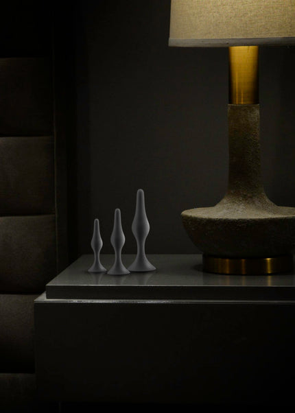 Anal Adventures Platinum Silicone Beginner Plug Kit - Black Butt Plug Kit - Set of 3 Sizes