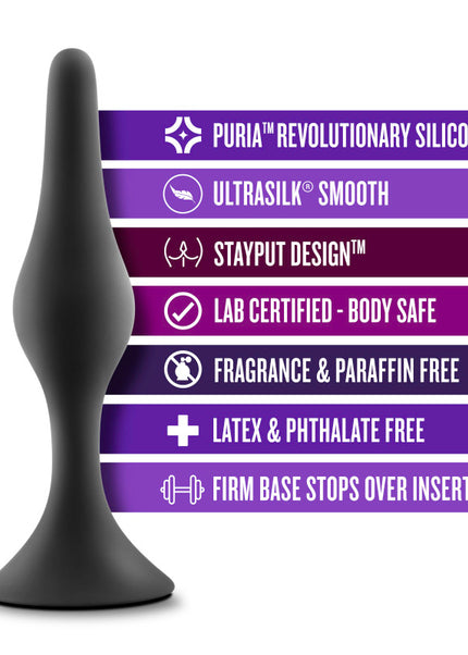 Anal Adventures Platinum Silicone Beginner Plug Kit - Black Butt Plug Kit - Set of 3 Sizes